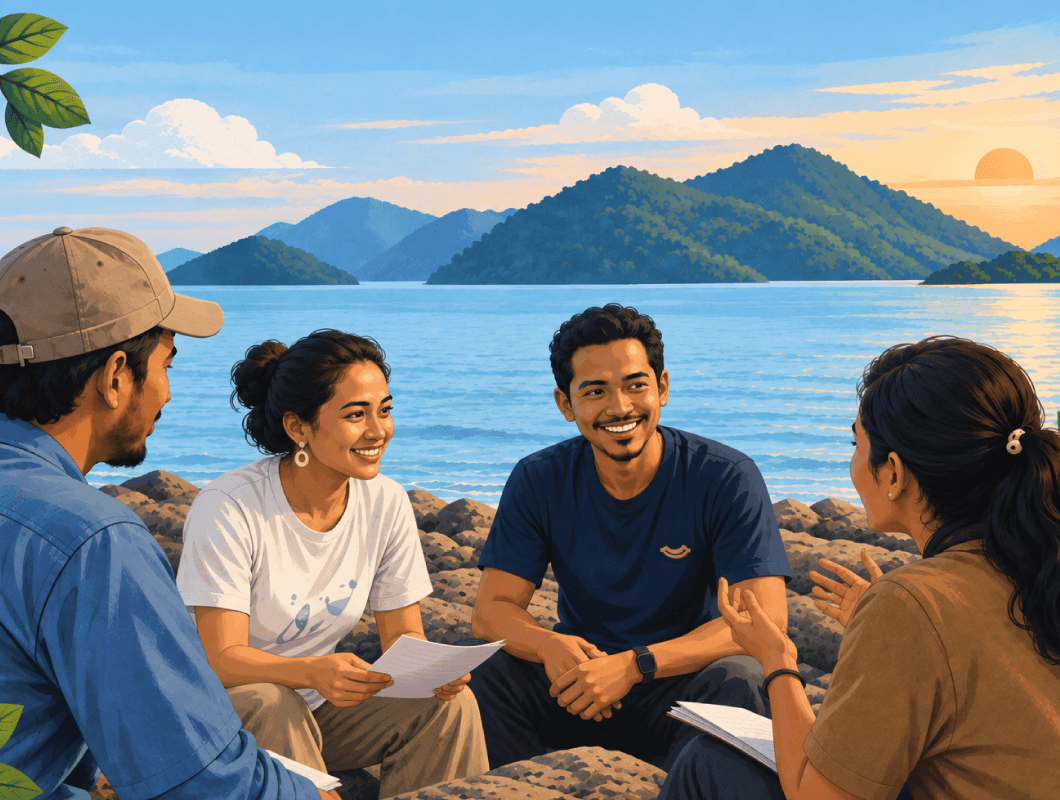 Komunitas berdiskusi di pesisir Maluku
