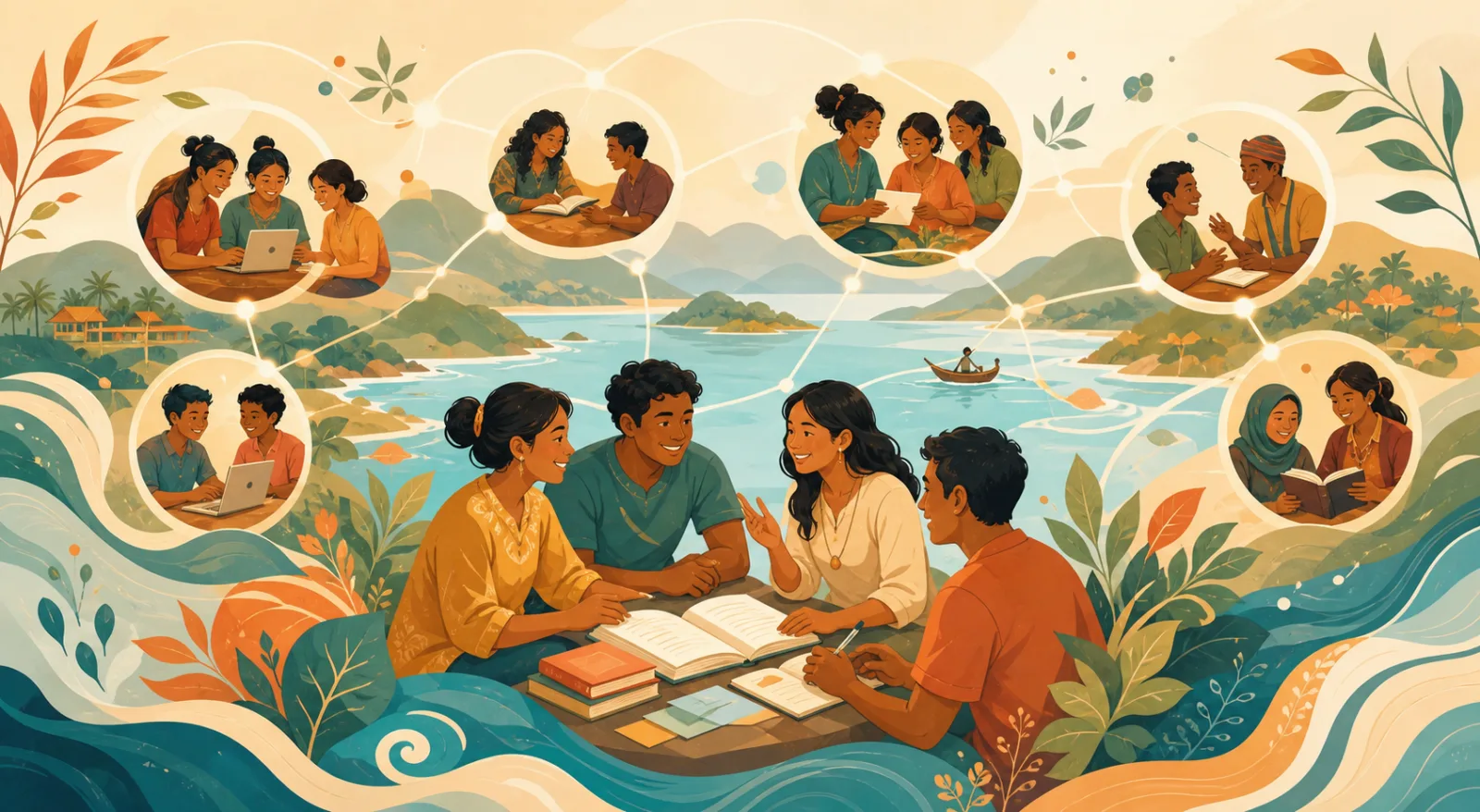 Ilustrasi ajakan bergabung dalam komunitas belajar bersama